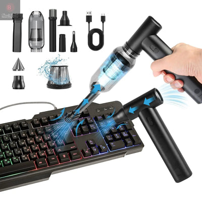 1Set Compressed Air Duster Brushless Motor 250000RPM Stepless Variable Speed 1WmAh Battery Cordless Dust Blower Vacuum Cleaner Portable Jet Dry Blower For PC Keyboard Car Home BrandMe24