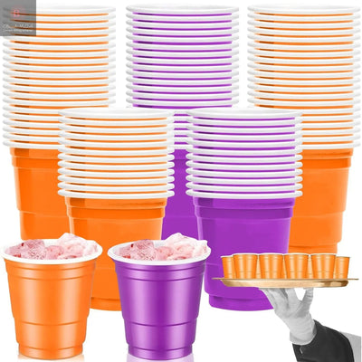 50 Pcs Mini Disposable Shot Glasses Halloween Plastic Shot Glasses Bulk Orange Purple 2 Oz Party Cups For Wine Whiskey Food Halloween Party Drinking Supplies Trick Or Treat Party Drinking Supplies BrandMe