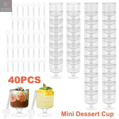 80Pcs Mini Dessert Cup 150ml Plastic Transparent Round Serving Goblet Cup Stackable Beverage Goblet Glass for Party Dinnering BrandMe
