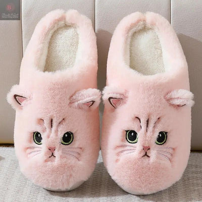 Autumn And Winter Cotton Slippers Men And Women Couple Kitty Cartoon BrandMe24