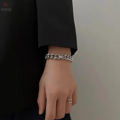 Couple Titanium Steel Cuban Link Chain Bracelet Does Not Fade BrandMe24