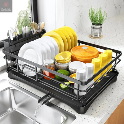 Dish Drying Rack for Kitchen Counter Large Dish Rack with Drainboard Rustproof Dish Drainer with Utensil Holder for Sink BrandMe24