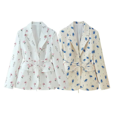 Elegant Flower Print Suit Jacket for Women BrandMe24