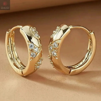 European And American Simple Micro Inlaid Zircon Vintage Earrings BrandMe