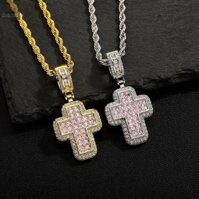 Fashion T Square Zircon Cross Necklace Light Luxury BrandMe