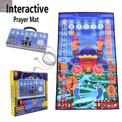 InteractiveTalking Prayer Mat Educational Rug Salah Muslim Kids Gift Islam Electronic Worship Blanket Compass Islamic Carpet BrandMe