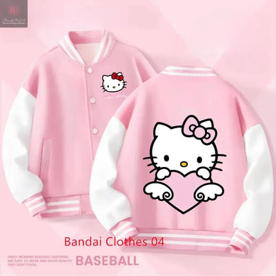 Kids Sanrio Fall/Winter Jacket Baseball Uniform Hello Kitty & Bear Pattern Print Thick warm stylish coat for boys and girls 2-14 BrandMe24