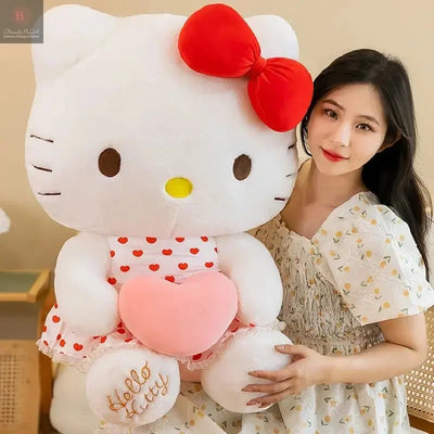 Neue Sanrio Cartoon Anime Sheer Kleid Hallo Kitty Plüsch Puppe Große Nette Zimmer Dekoration Plüsch Spielzeug Schlaf Kissen Kawaii Weiche Spielzeug BrandMe24