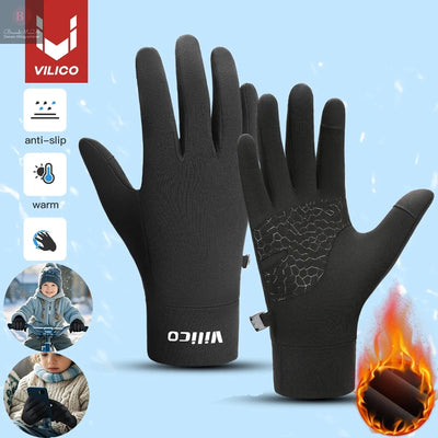Parent Child Autumn And Winter Children'S Sports Running Cycling Touch Screen Warm Gloves With Fleece Anti Cold Cycling Gloves BrandMe24