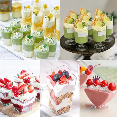 Plastic Mousse Cup Ladder Shaped Dessert Cups Pudding Cup Dessert Cake Cup Appetizer Jelly Yogurt Mousse Baking Cup Party Decor BrandMe24