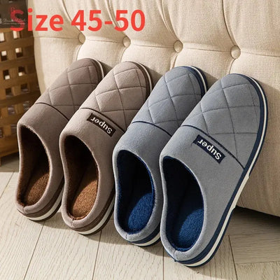 Size 47 48 49 50 Large Size Men's Cotton Slippers for Autumn Winter Extra Large Plus Size Home Warm Thick-soled Indoor Slippers BrandMe24