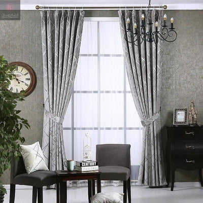 Solid Color Simple Modern Light Luxury Living Room Chenille Blackout Curtains BrandMe24