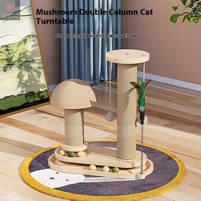 Solid Wood Cat Turntable Scratching Post Durable Toy BrandMe24