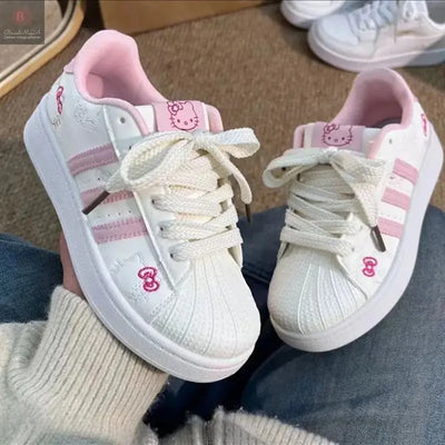 Y2K Hello Kitty Spring/autumn Girls Cute Pink Sneakers Female Harajuku Soft Girl Skateboard Shoes Casual Vulcanized Shoes Women BrandMe24